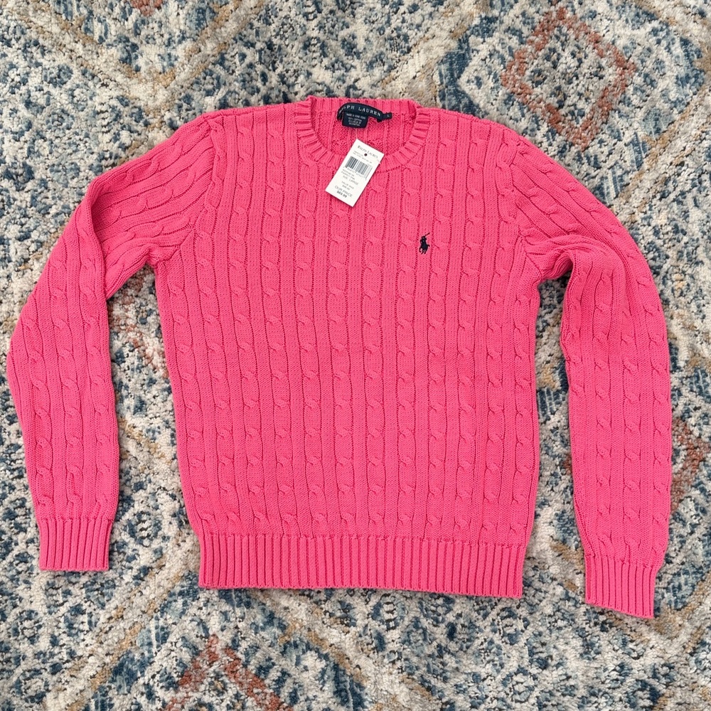 Ralph Lauren Parrot Pink Cable Knit Sweater